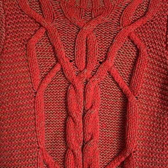 Abercrombie & Fitch Women’s Y2K Red Chunky Cable Knit Sweater Size Small Preppy - Picture 5 of 10
